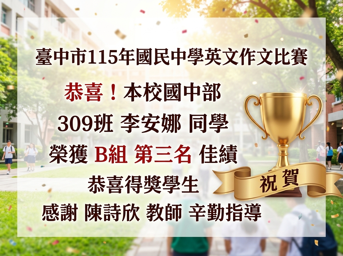 115年英文作文比賽得獎